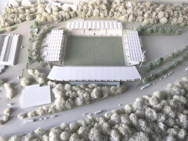 Modell des neuen Ludwigsparkstadions in Saarbrücken.