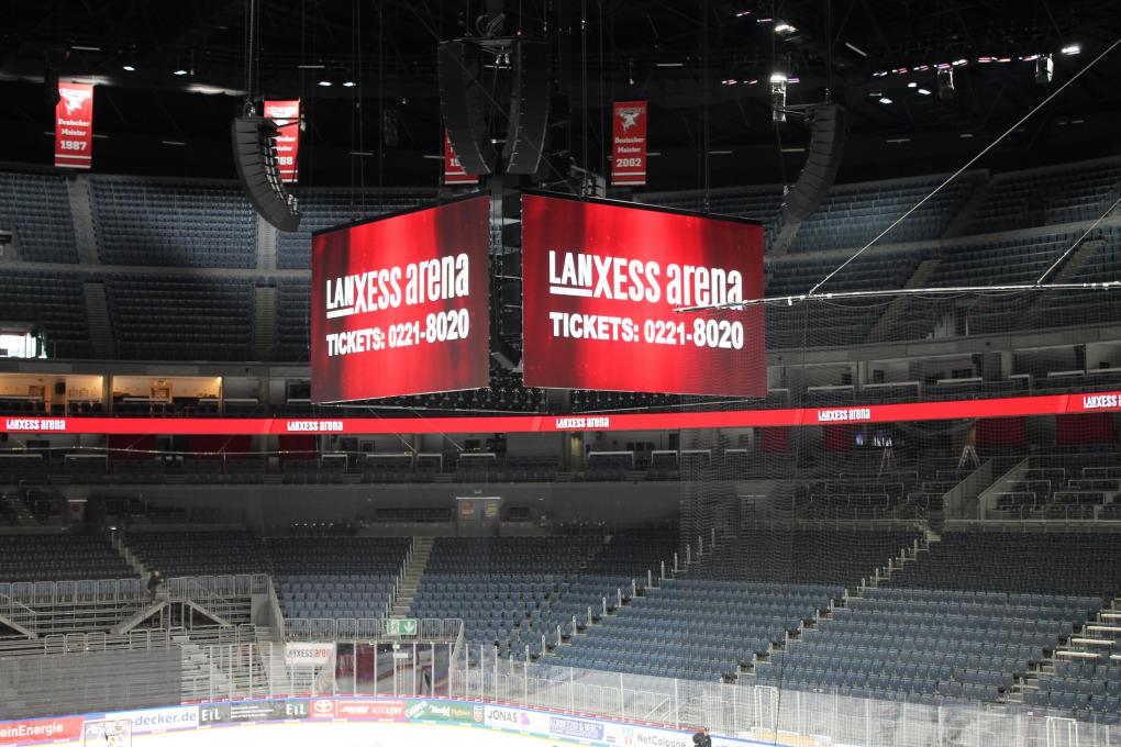 Vier LED-Screens haben den Videowürfel in der LANXESS arena abgelöst.