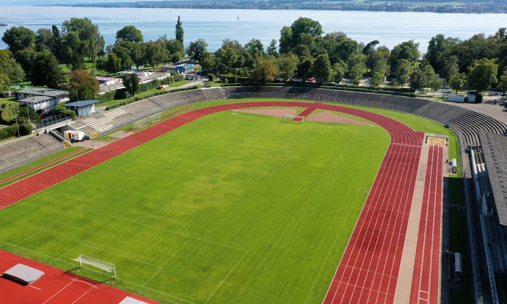 Die größte und prominenteste Außensportanlage in Konstanz: Das Bodenseestadion.