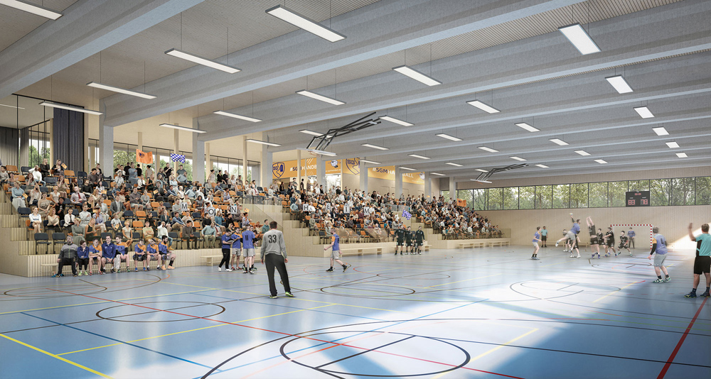 Die neue 8-Fach-Sporthalle soll sowohl dem Schul- als auch dem Vereinssport zugutekommen.