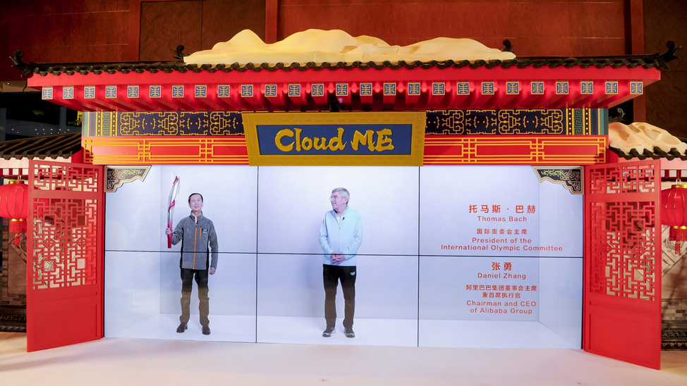 Daniel Zhang and Thomas Bach presented at the Beijing Media Center.