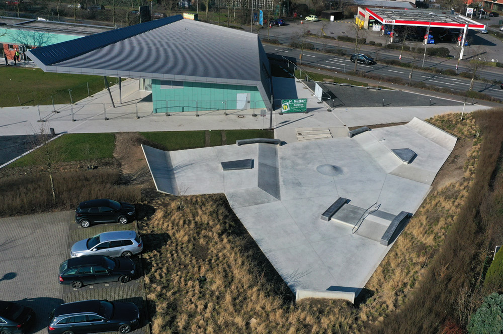 Der neue Dorstener Skatepark aus der Luft.