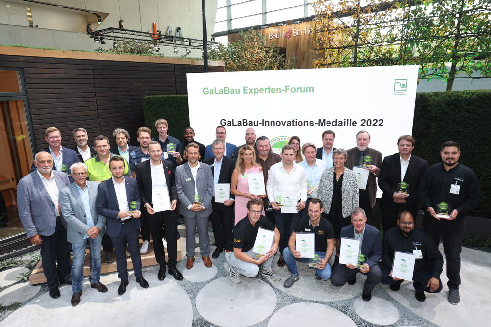Auf der GaLaBau 2022 wurden verschiedene technische Innovationen mit der Innovationsmedaille ausgezeichnet.