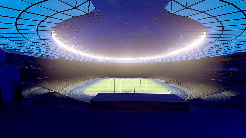 Das Olympiastadion wird eine neue LED-Beleuchtung erhalten.