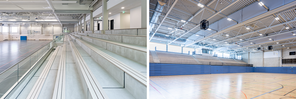 Europaschule Bornheim: Volleyball Bezirksliga & Kommunaler Breitensport (links); Schulcampus Riensförde: VfL Stade Handball und Frauen-Oberliga Baskets4life (links)