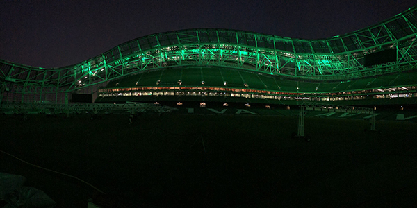 Das Aviva Stadium hat neue RGBW-Leuchten von Musco erhalten.