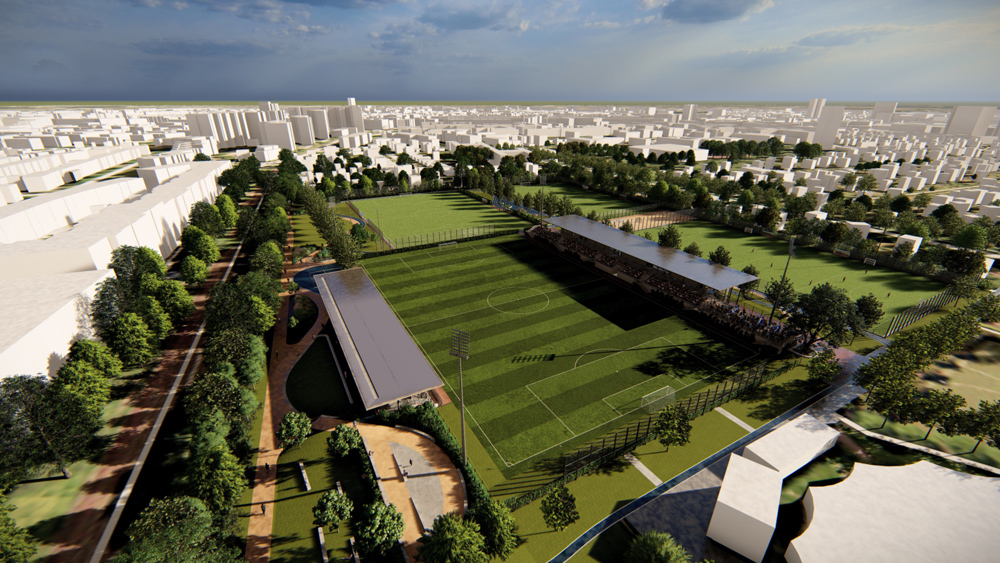 Drei Großspielfelder und ein Stadion für 1.523 Zuschauer sollen im neuen Sportpark Eimsbüttel entstehen.